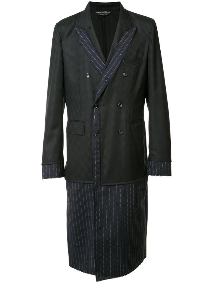 Comme Des Garçons Homme Plus Pinstriped Layered Coat - Black