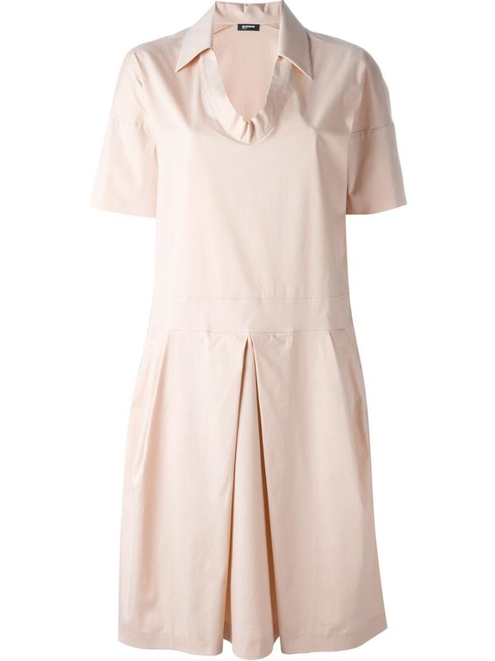 Jil Sander Navy Shortsleeved Midi Dress, Women's, Size: 42, Pink/purple, Cotton/spandex/elastane/acetate/cupro