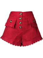 Self-portrait Crochet Shorts - Red