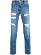 Love Moschino Distressed Jeans, Men's, Size: 34, Blue, Cotton/spandex/elastane
