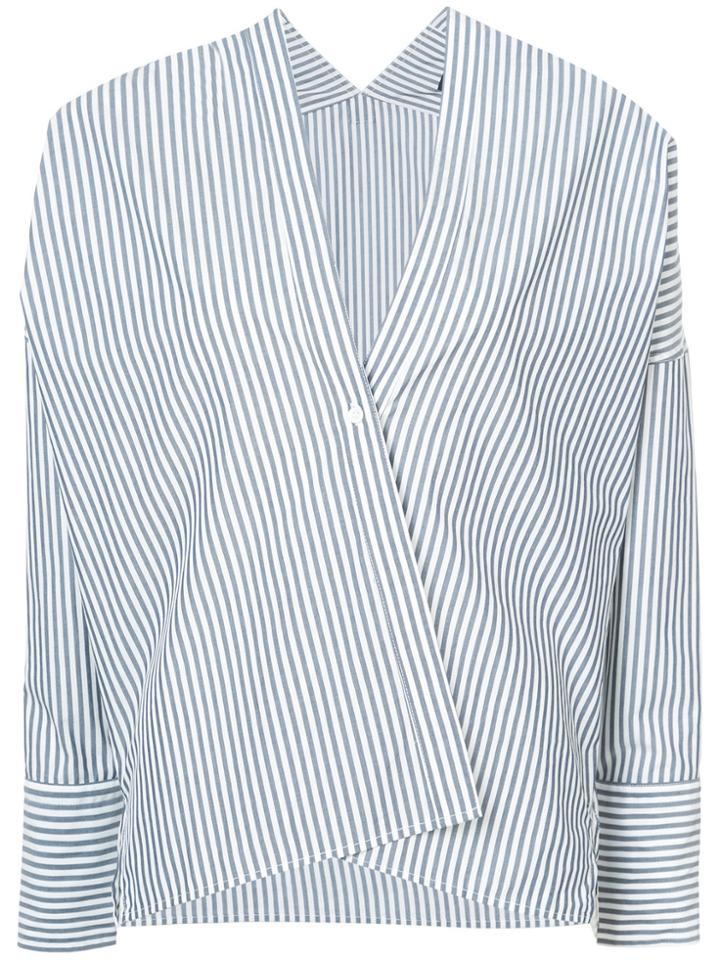Nili Lotan Single Button Striped Blouse - Blue