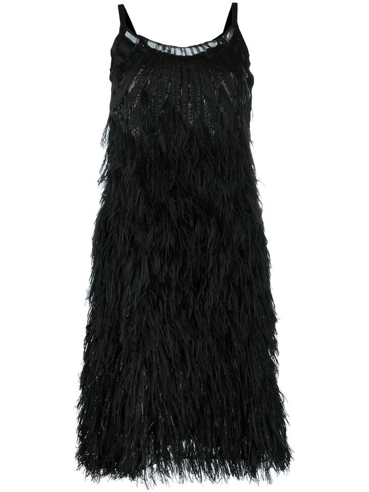 Alberta Ferretti Feather Sleeveless Dress, Women's, Size: 40, Black, Polyester/silk/polyamide/other Fibers