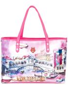Love Moschino Landscape Print Tote, Women's, Pink/purple, Polyurethane