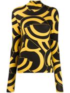 De La Vali Geometric Print Blouse - Black