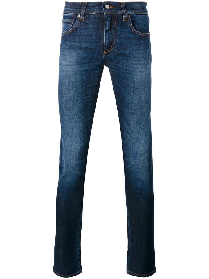 Dolce & Gabbana Pineapple Tapered Jeans, Men's, Size: 52, Blue, Cotton/spandex/elastane/pvc/silk
