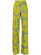 Jil Sander Wide Leg Floral Print Trousers - Blue