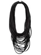 Monies Multi Strand Necklace, Women's, Black, Leather