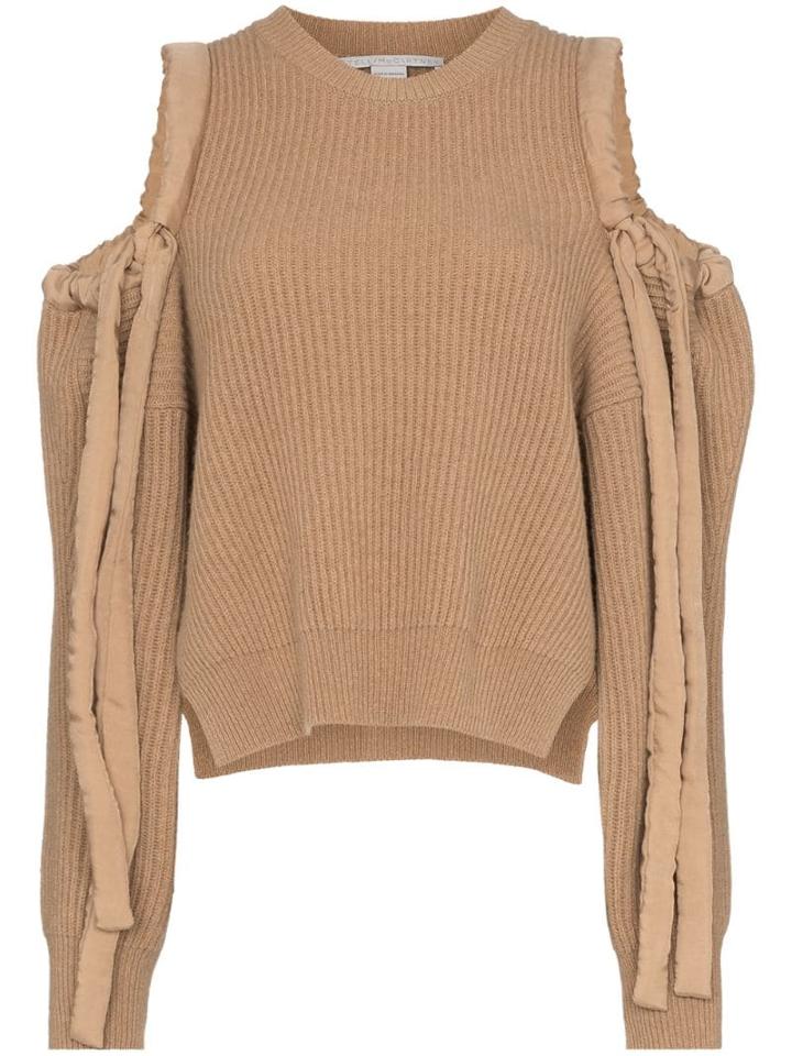 Stella Mccartney Cold-shoulder Cashmere Jumper - Neutrals