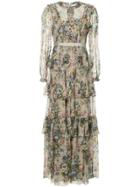 Needle & Thread Floral Print Tiered Dress - Grey