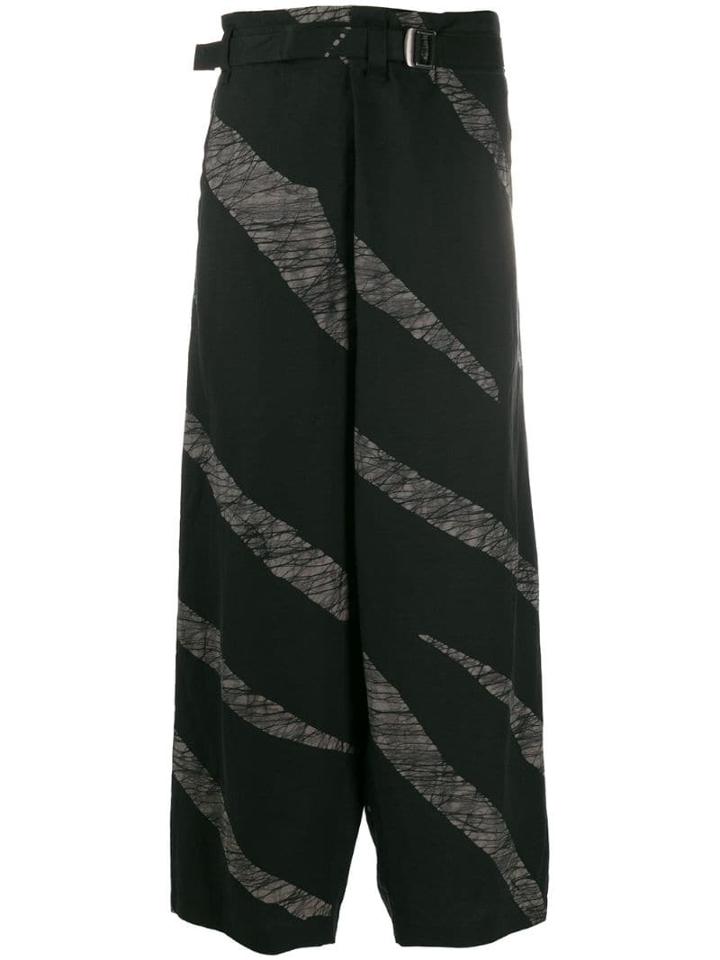 Issey Miyake Striped Loose Trousers - Black