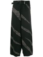 Issey Miyake Striped Loose Trousers - Black