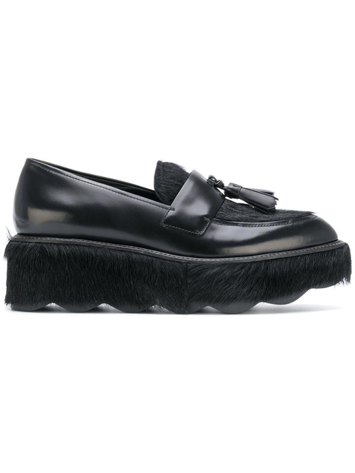 Prada Furry Moccasins - Black