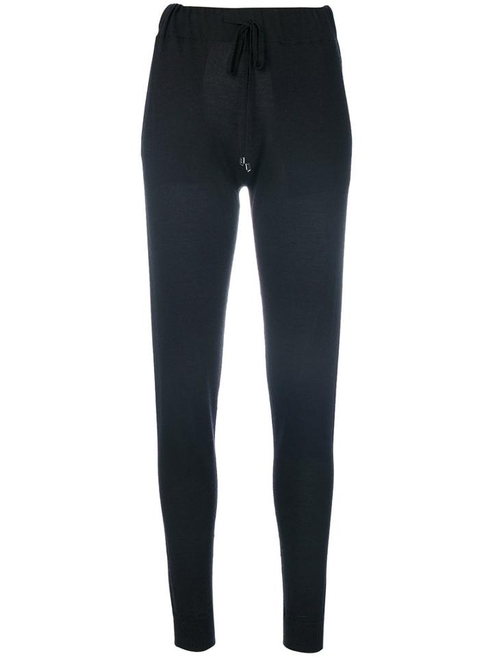 Lorena Antoniazzi - Drawstring Leggings - Women - Silk/nylon/cashmere/metallic Fibre - 42, Black, Silk/nylon/cashmere/metallic Fibre