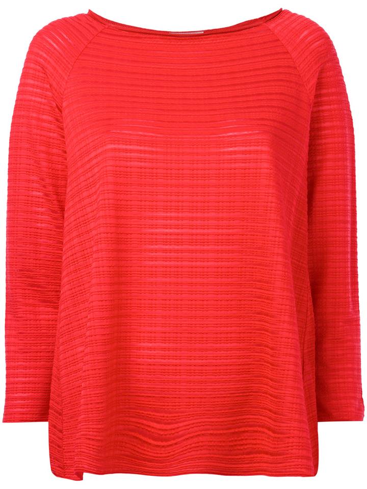 Armani Collezioni Sheer Striped Jumper, Women's, Size: 44, Red, Spandex/elastane/viscose