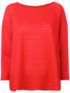 Armani Collezioni Sheer Striped Jumper, Women's, Size: 44, Red, Spandex/elastane/viscose