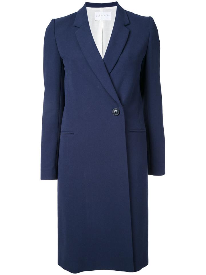 Estnation - Double-breasted Midi Coat - Women - Cotton/cupro - 36, Blue, Cotton/cupro