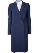 Estnation - Double-breasted Midi Coat - Women - Cotton/cupro - 36, Blue, Cotton/cupro