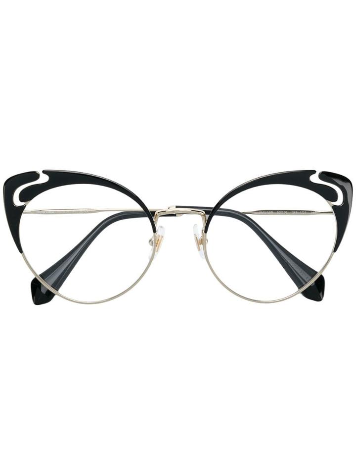 Miu Miu Eyewear Cut-out Cat Eye Glasses - Black