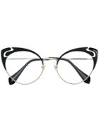 Miu Miu Eyewear Cut-out Cat Eye Glasses - Black
