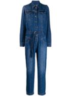 Pinko Long-sleeved Denim Jumpsuit - Blue