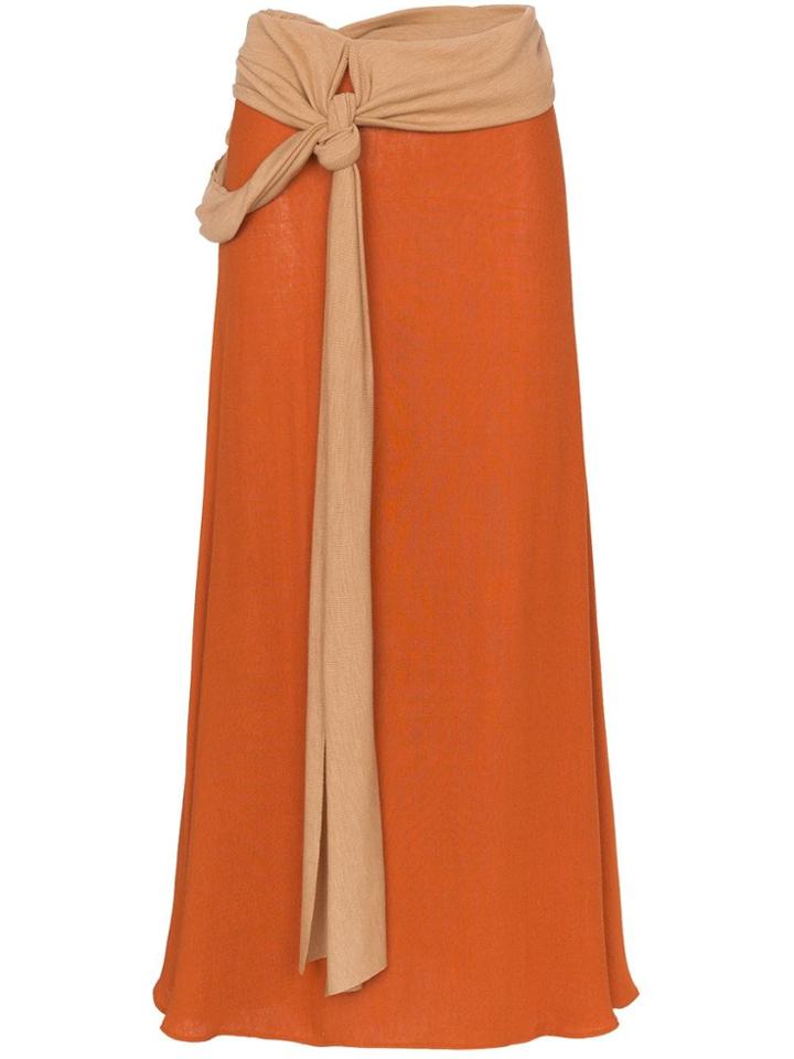Esteban Cortazar Draped Wool-blend Midi Skirt - Orange