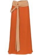 Esteban Cortazar Draped Wool-blend Midi Skirt - Orange