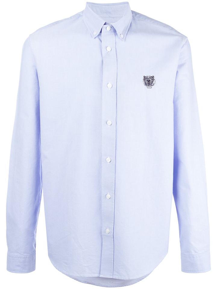 Kenzo Mini Tiger Button Down Shirt, Men's, Size: Large, Blue, Cotton