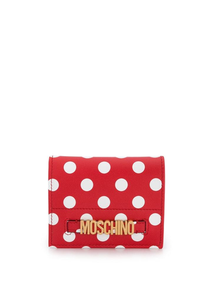 Moschino Polka Dotted Logo Wallet - Red