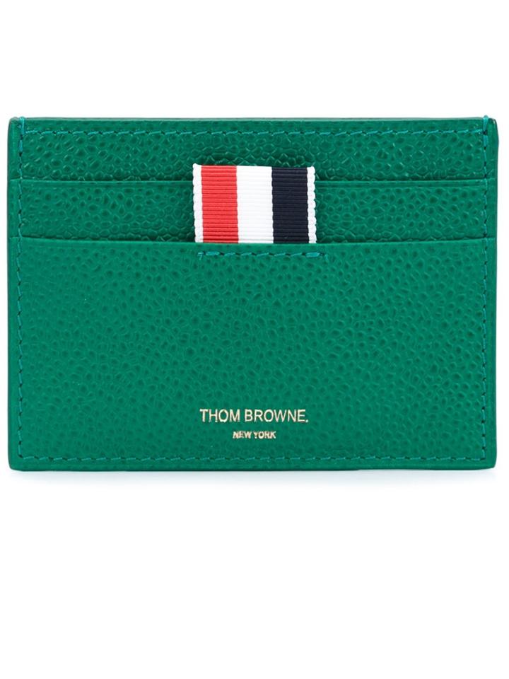 Thom Browne Single Card Holder In Green Pebble Grain