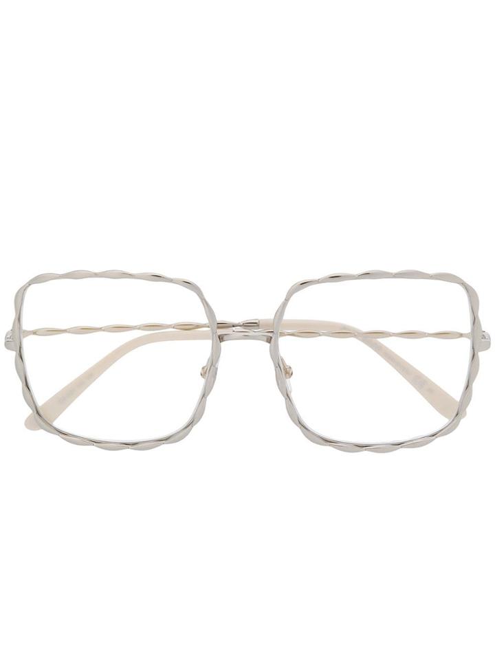 Elie Saab Oversized Square-frame Glasses - Silver