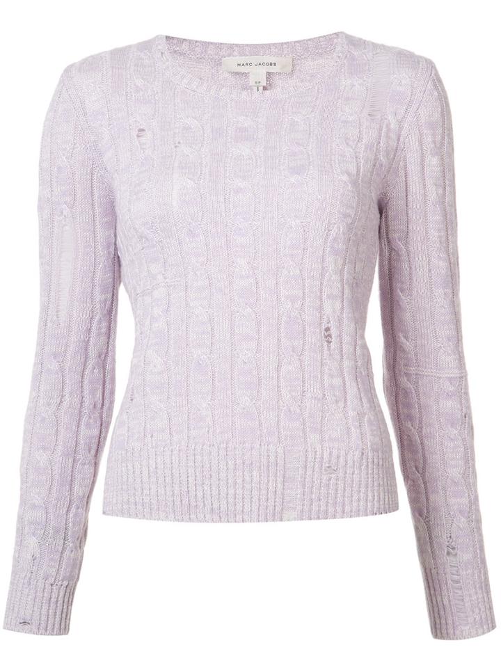 Marc Jacobs Cable Knit Hole Sweater, Women's, Size: Large, Pink/purple, Cashmere