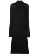 Maison Margiela Layered Effect Long Dress, Women's, Size: 42, Black, Silk/wool/virgin Wool