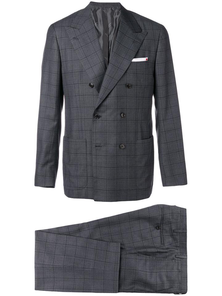 Kiton Double Breasted Two Piece Suit - Grey