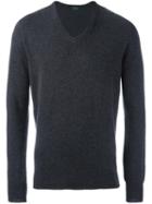 Zanone V-neck Jumper, Men's, Size: 52, Grey, Virgin Wool/angora