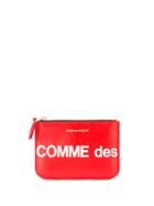 Comme Des Garçons Play Logo Print Zip Top Wallet - Red