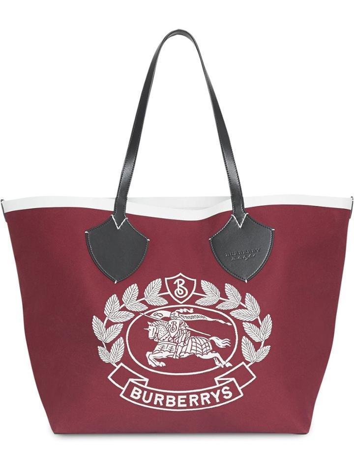 Burberry The Giant Tote In Archive Logo Cotton - Red