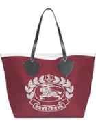 Burberry The Giant Tote In Archive Logo Cotton - Red