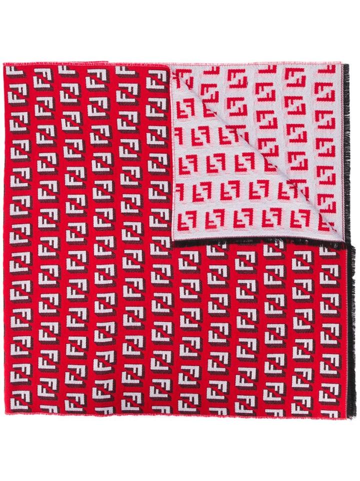 Fendi Monogram Scarf - Red