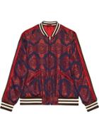 Gucci Baroque Jacquard Bomber Jacket - Red
