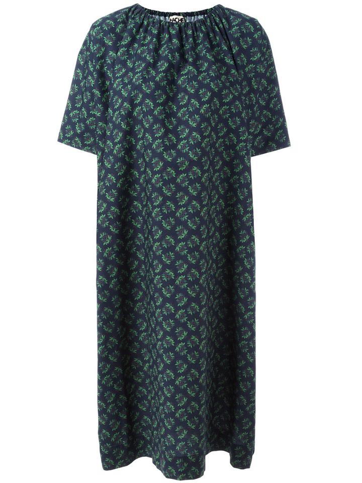 Hache Gathered Neck Shift Dress, Women's, Size: 44, Green, Cotton