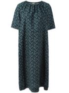 Hache Gathered Neck Shift Dress, Women's, Size: 44, Green, Cotton
