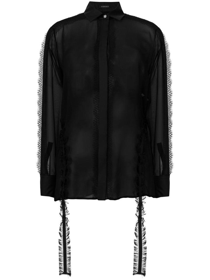 Versace Lace Embellished Shirt - Black