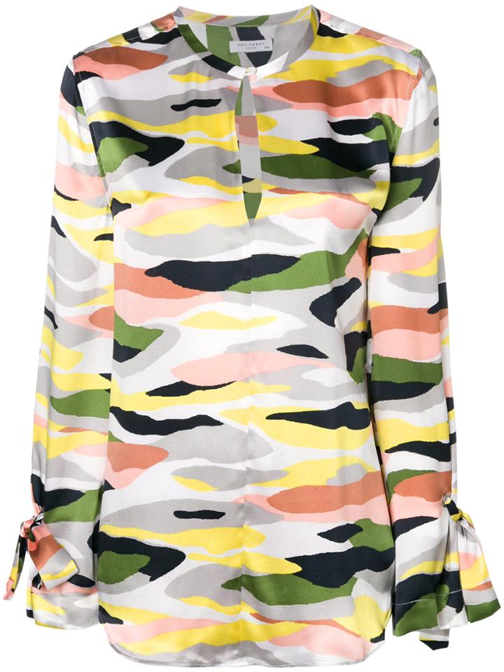 Equipment Tie Sleeve Print Blouse - White
