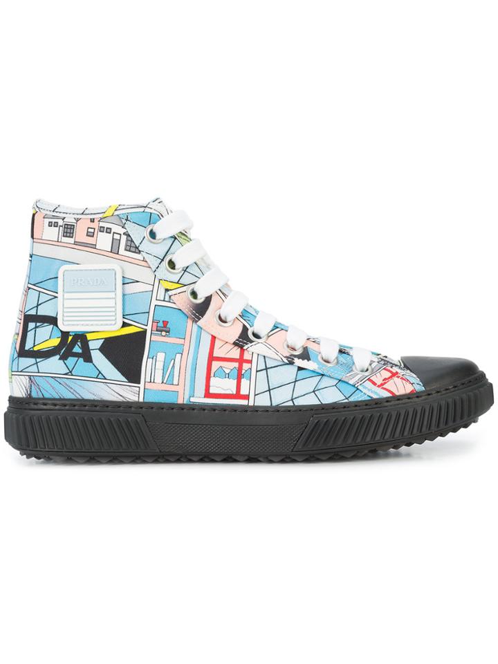 Prada Comic Printed Sneakers - Blue