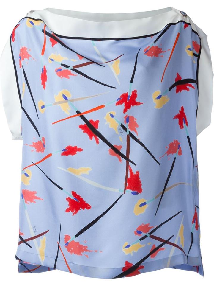 Emilio Pucci Printed Silk Blouse, Women's, Size: 42, Blue, Silk