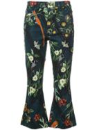 Patbo Moana Print Cropped Flared Jeans - Blue