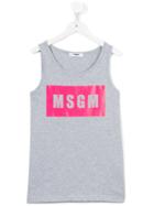 Msgm Kids Logo Print Tank Top, Girl's, Size: 14 Yrs, Grey