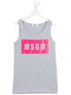 Msgm Kids Logo Print Tank Top, Girl's, Size: 14 Yrs, Grey