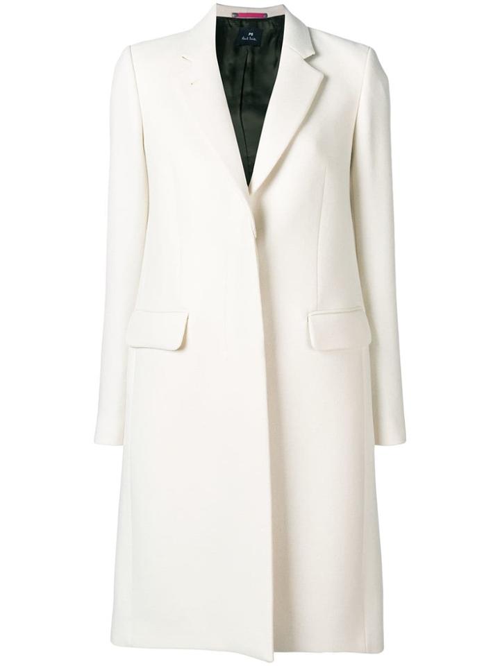 Ps By Paul Smith Tailored Midi Coat - White