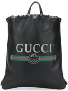 Gucci Gucci Print Drawstring Backpack - Black